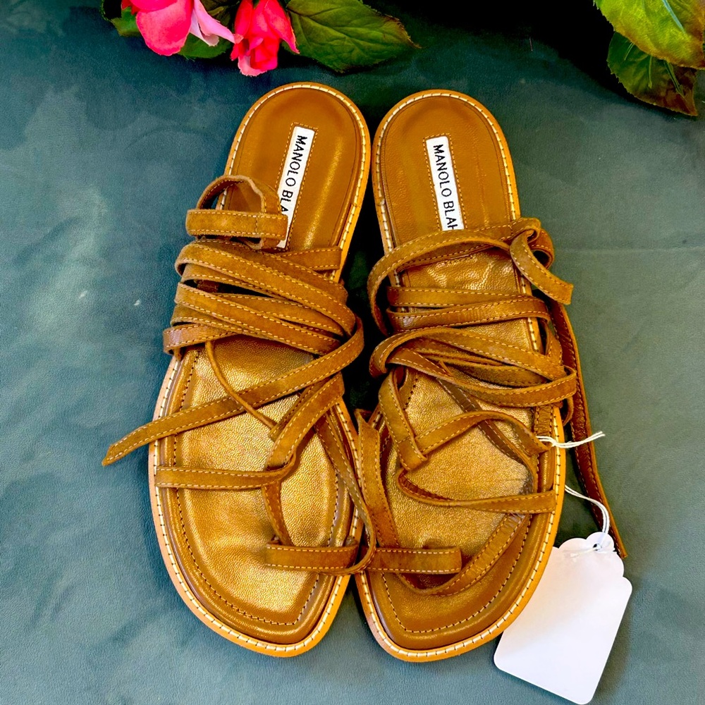 Tan Manolo Blahnik Sandals